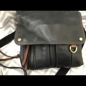 Black leather Fossil crossbody handbag